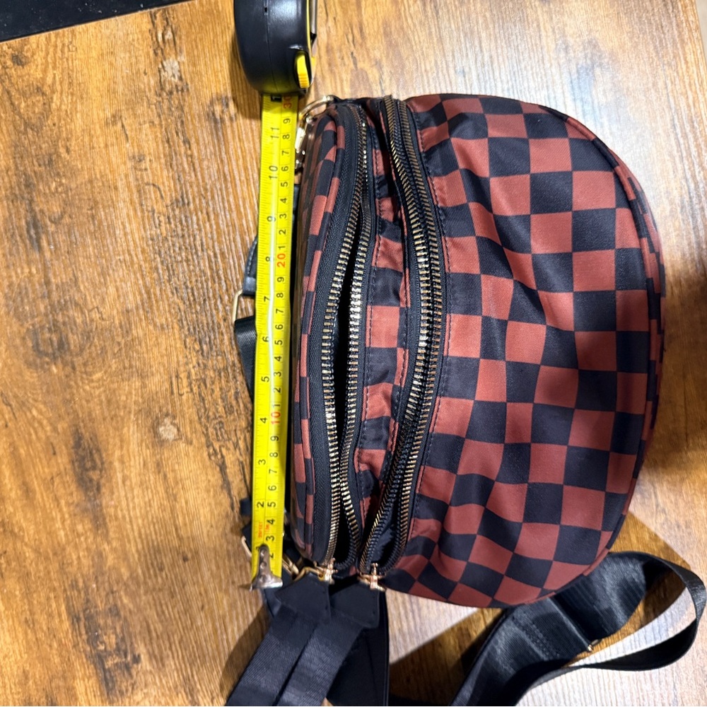 Checkered Black and Brown Sling Bag - Picture 2 of 12